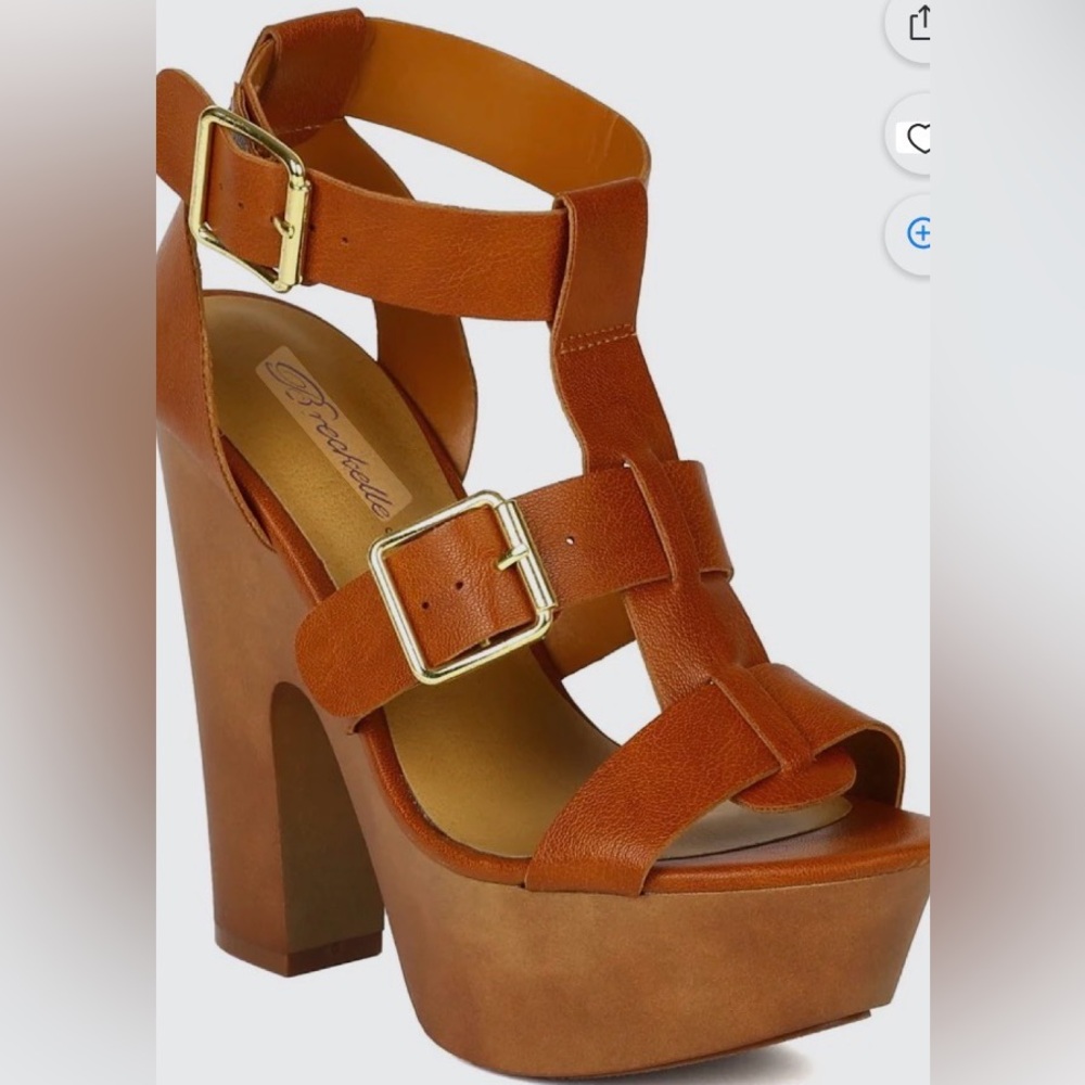 Breckelles Tan Strappy Platform Heels